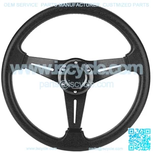 Universal Racing Car Drifting Steering Wheel 350mm/14in Flat Bottom Steering Wheel Replacement Modified Accessory(black)