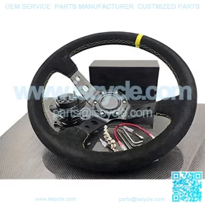 350mm Deep Dished Racing Suede Alloy Steering Wheel & Quick Release Hub Kit