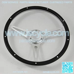 15'' Laminated Black Forest Wood Steering Wheel with Horn Button
