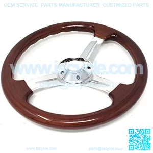 350mm 14" Inch 5 bolt Classic Nostalgia Style Wood Grain Steering Wheel Slotted 3 Spoke Steering Wheel Light Wood Grip and horn (14" steering wheel)??