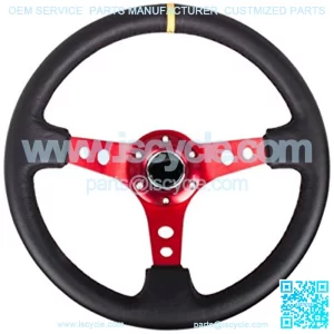 RST-006RD-Y forced Wheel-350mm Sport Steering Wheel (3" Deep),Black