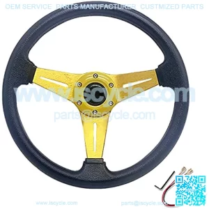 Replacement Parts Racing Steering Wheel 6 Bolts Grip Universal Fit Fashion(Gold)