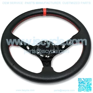 WHEEL-008RD Drifting Deep Dish 350 mm 6 Hole Sport Steering Wheel Racing Trim Universal Honda Acura Mazda Mitsubishi Lexus, Red