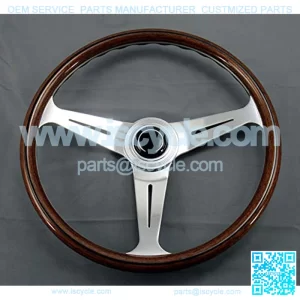 Steering Wheel - Classic - 390 mm (15.35 inches) - Wood with Polished Spokes - Part # 5061.39.3000