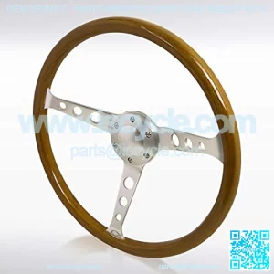 370MM 14.75" Aluminum Spokes Vintage Classic Wooden Wood Grain Steering Wheel