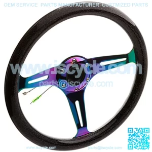 ST-015MC-BSB"Galaxy" Classic Wood Grain Wheel (350mm 3 Neochrome spokes - Black Sparkled Color)