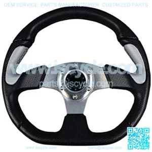 Silver Flat Bottom Deluxe Steering Wheel for Star Classic Golf Cart