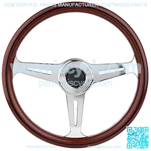 Wood Racing Vintage Steering Wheel 390 mm 15.35 inch Polished Spokes Handcrafted In Italy 33907
