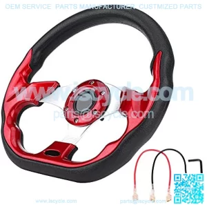 Racing Steering Wheel, 320mm Suede Leather&Aluminum Frame Carbon Fiber Racing Steering Wheel Modification Mini Drifting Steering Wheel (Red)