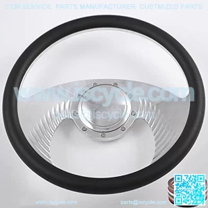 14'' Billet Hawk Wing Half Wrap 9 Bolts Steering Wheel with 2'' Dish and Horn Button (Black)
