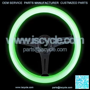 ST-015BK-GL Classic Wood Grain Wheel (350mm 3 black spokes - Glow-n-the-dark grip)
