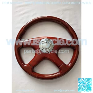 15" Mahogany Wood Steering Wheel (Silver)