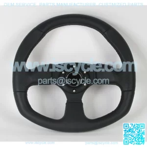 Steering Wheel - 09 (Flat Bottom) - 320mm (12.60 inches) - Black Leather/Oval - Part # ST-009R