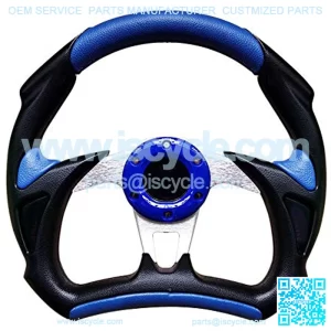 Universal Fit 320mm/12.5 inch Diameter Racing Style Leather Steering Wheel Interior Steering Wheel (Blue)