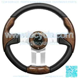 5 Woodgrain Grip/Brushed Aluminum Steering Wheel