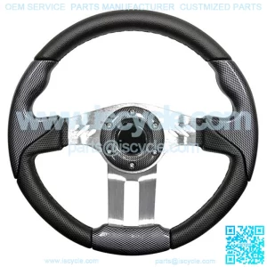 5 Carbon Fiber Grip/Brushed Aluminum Steering Wheel