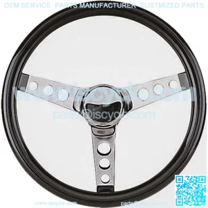 3-Spoke Chrome 13.5" Golf Cart Steering Wheel