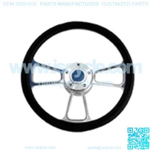 Billet 3 Spoke Style Steering Wheel - Black Half Wrap Grip