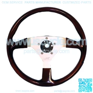 3-Spoke Faux Wood Golf Cart Steering Wheel