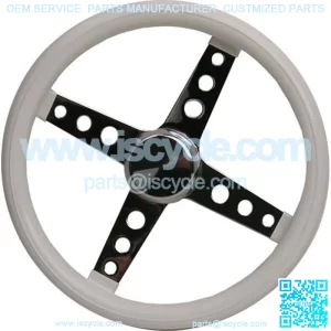 Classic White Gloss With Chrome Golf Cart Steering Wheel