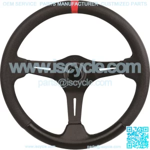 3-Spoke Black and Red 13.75" Golf Cart Steering Wheel