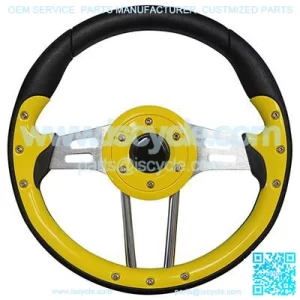 Golf Cart Steering Wheel Yellow Grips Black Spokes 13 Inch