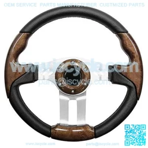 Golf Cart Steering Wheel Woodgrain With Aluminum Spokes 13 Inch