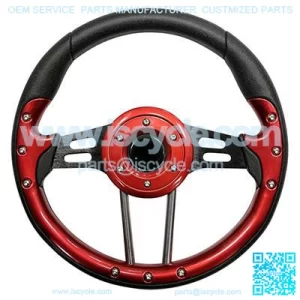 Golf Cart Steering Wheel Red Grip Black Spokes 13 Inch