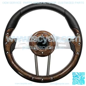 Golf Cart Steering Wheel Woodgrain Grip Aluminum Spokes 13 Inch