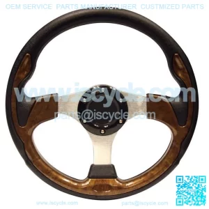Golf Cart Steering Wheel 13 Inch Wood Grain Finish