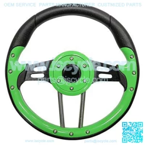 Golf Cart Steering Wheel Lime Green Grip Black Spokes 13 Inch