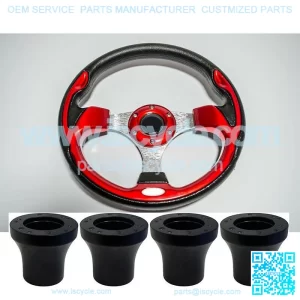 Ultra Red Golf Cart Steering Wheel W/ Hub Adapter Black For EZGO Club Car Yamaha