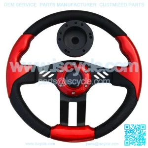 Red Steering Wheel 12.5 OD Comfortable Grip + Club Car Precedent Hub Adapter