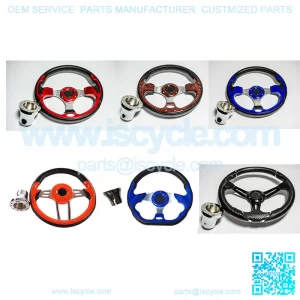 EZGO/ Club Car/ Yamaha Golf Cart Steering Wheel Multiple Colors Chrome Adapter