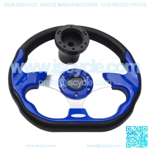 Ultra Blue Golf Cart Steering Wheel W/ Adapter For EZGO Medalist TXT RXV Models