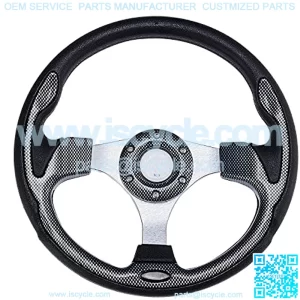 Universal Racing Steering Wheel for Golf Cart, EZGO Yamaha Club Car DS & Precedent , Aluminum with Horn Button for Car, 12.5"/320mm 6 Bolts Grip Vinyl Leather, black & carbon fiber