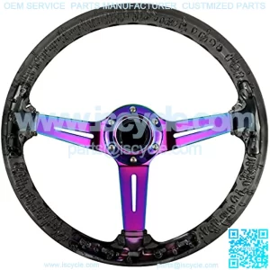 Universal Racing/Golf Cart Steering Wheel, 13.8" 6 Bolts Grip Acrylic, Universal Fit for Club Car EZGO RXV & TXT, Yamaha, Precedent Tempo, DS, for Race/Rally/Motorsport/Car Sim Driving(Black)