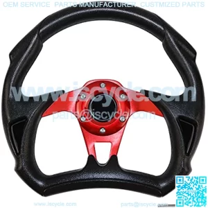 12.5 Inch Golf Cart Steering Wheel, Skid Steering Wheel, Universal Golf Cart for Club Car EZGO RXV and TXT, Yamaha, Precedent Tempo, DS??5117Red??