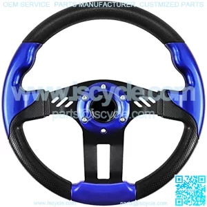 Golf Cart Steering Wheel, Skid Steering Wheel, Universal Golf Cart for Club Car EZGO RXV and TXT, Yamaha, Precedent Tempo, DS??5115Blue??