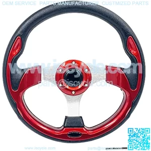 Universal 12.5" Golf Cart Steering Wheel for Club Car DS & Precedent Yamaha EZGO RXV & TXT Golf Cart Steering Wheel Red