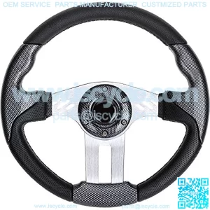 Universal 12.5 inch Golf Cart Steering Wheel for EZGO TXT RXV, Club Car DS Precedent, Yamaha G29 Drive and others - Silver Gray