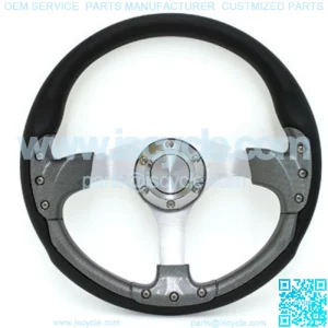 EZGO Golf Cart Steering Wheel Carbon Fiber and Black with Adapter Hub