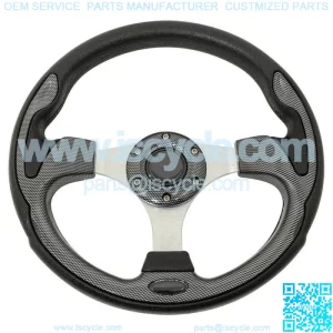 Club Car Precedent 12.5" Golf Cart Steering Wheel Carbon Fiber With Chrome Hub