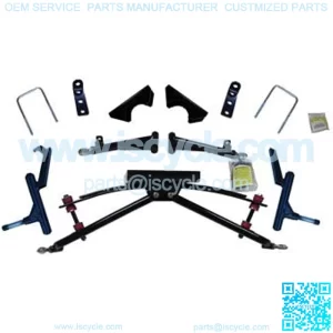 Double A-arm Lift kit (4" Lift). Accepts up to 23x10.5-12 tire. Club Car Gas 82-96.5 DS w/Metal deust Covers on Front hubs