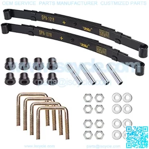 Heavy Duty 4 Leaf Rear Spring Kit for EZGO TXT Electric 1994-up & Gas 1994-2009 Golf Cart, Includes Bushings, Sleeves, U Bolts, OEM: 70506-G01 74135-G01 74207-G01 74207-G02 74207-G03