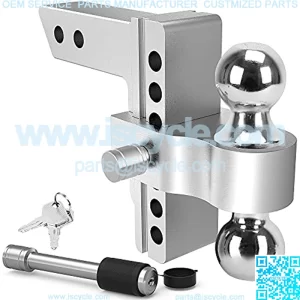 Adjustable Trailer Hitch Ball Mount, 2.5-Inch Receiver, 6-Inch Drop, 6-Inch Rise, 2-Inch and 2-5/16-Inch Dual Towing Balls with Double Pin Key Locks