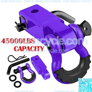 Tow Hitch Receiver 2", 45,000 Lbs Break Strength Heavy Duty Receiver with 5/8" Screw Pin, 3/4 Shackle, Towing Accessories for Vehicle Recovery Off-Road Purple&Purple