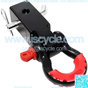 Hitch Receiver 2 inch 41918 Lbs Break Strength Never Rust Receiver Bracket Heavy Duty and Solid with 3/4" D Ring Shackle, Towing Accessories Compatible with Trucks Jeeps (Black)