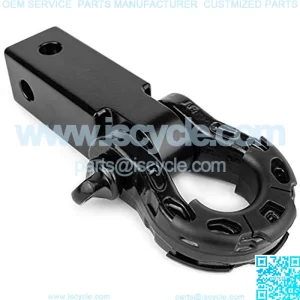Aluminum Hitch Receiver 2"x2" (Black) | 32,000 LBS (16T) MBS 16,000 LBS (8T) WLL | Heavy Duty Towing and Recovery for 4x4, Trucks, & SUVs | Includes Steel Mega Shackle, Washers, and ? Pin