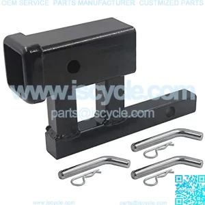 1-1/4" to 2" Hitch Adapter Dual Receiver Extender with 4" Rise and 3-3/8" Drop, with 3 pcs 5/8-Inch Diameter Trailer Hitch Pin & Clip Fits Class II Receivers